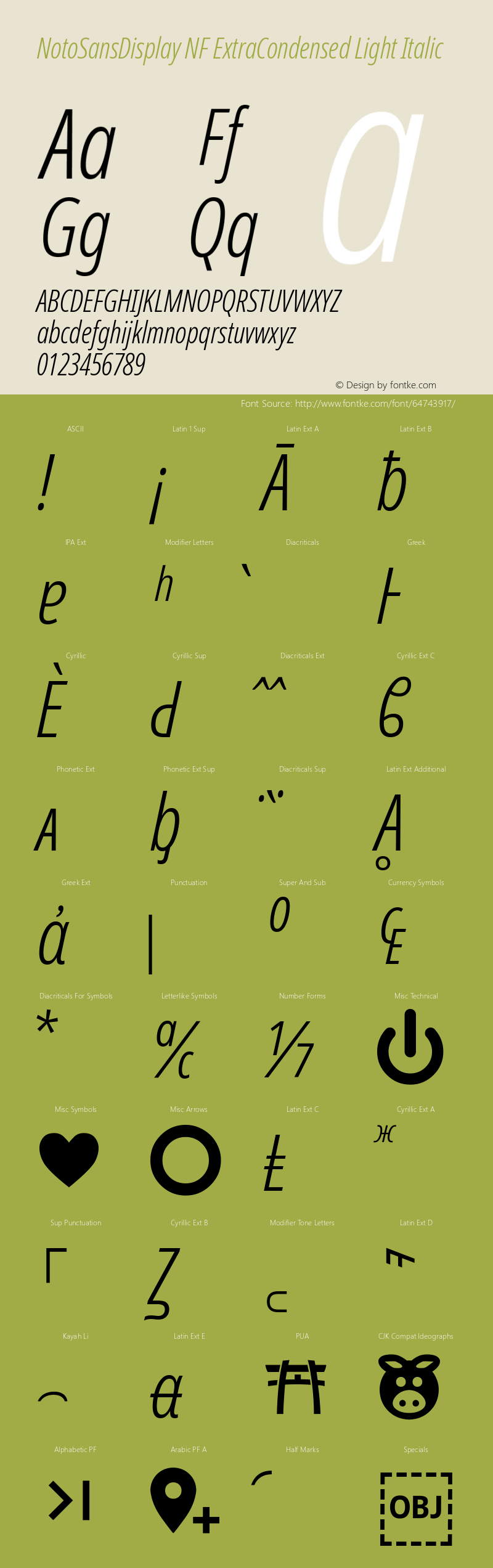 Noto Sans Display ExtraCondensed Light Italic Nerd Font Complete Windows Compatible Version 2.000;GOOG;noto-source:20170915:90ef993387c0; ttfautohint (v1.7) Font Sample