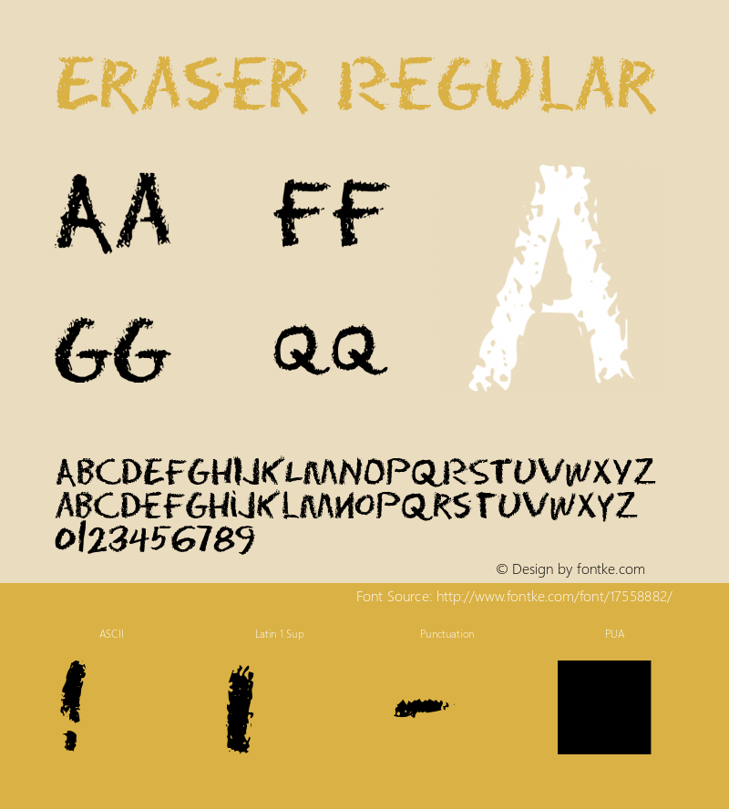 Eraser Regular Altsys Fontographer 3.5  4/10/92 Font Sample