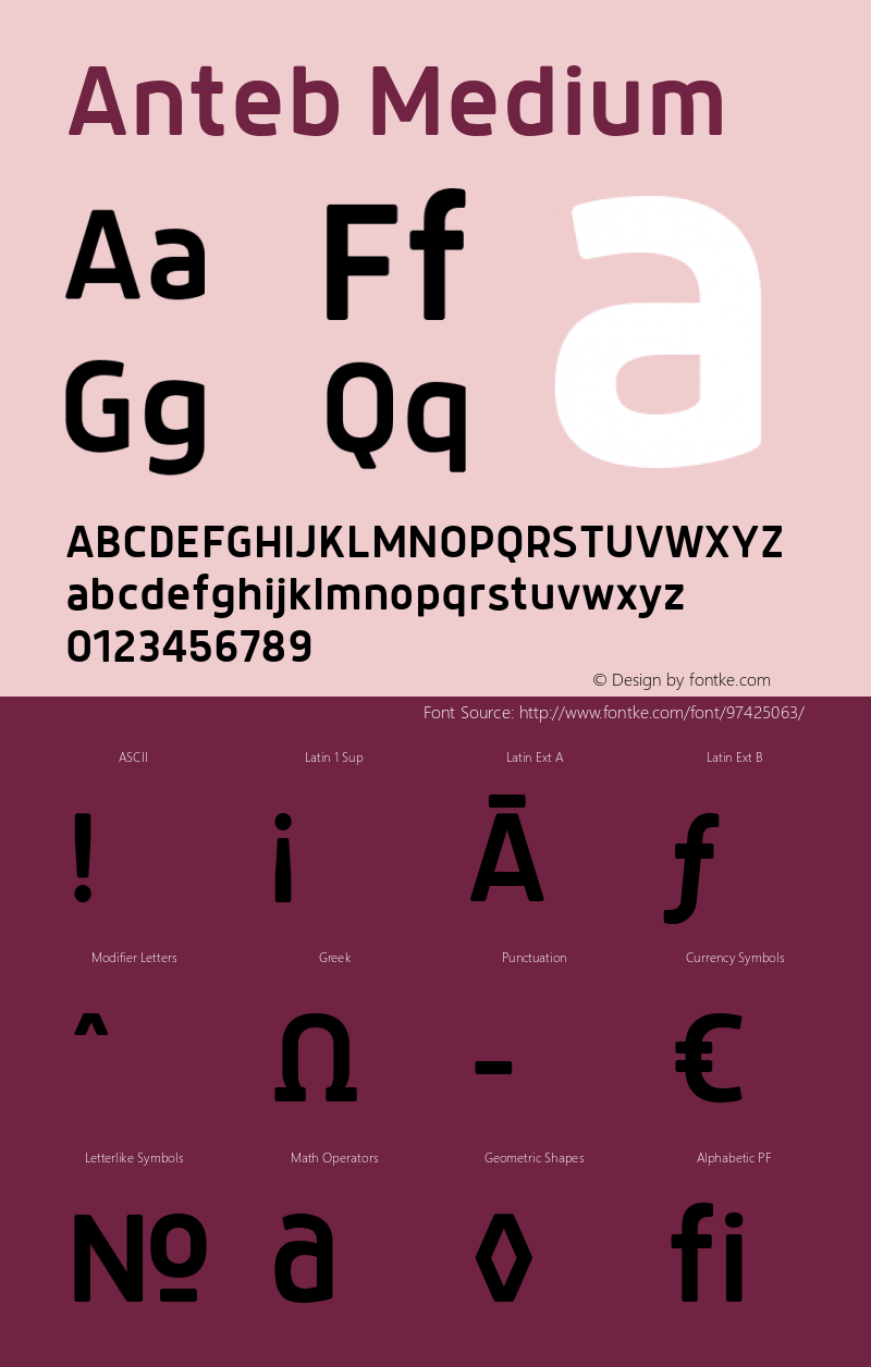 Anteb Medium 1.000 Font Sample