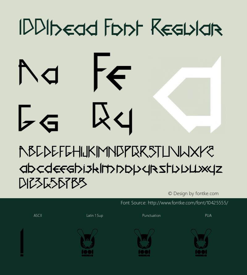1001head Font Regular Version 1.00 February 10, 2012, initial release Font Sample