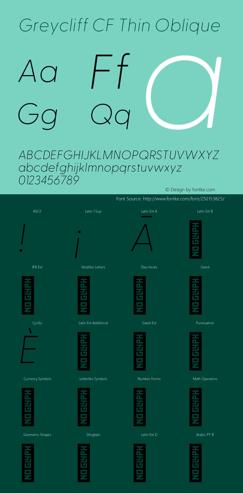 Greycliff CF Thin Oblique Version 2.500;FEAKit 1.0图片样张