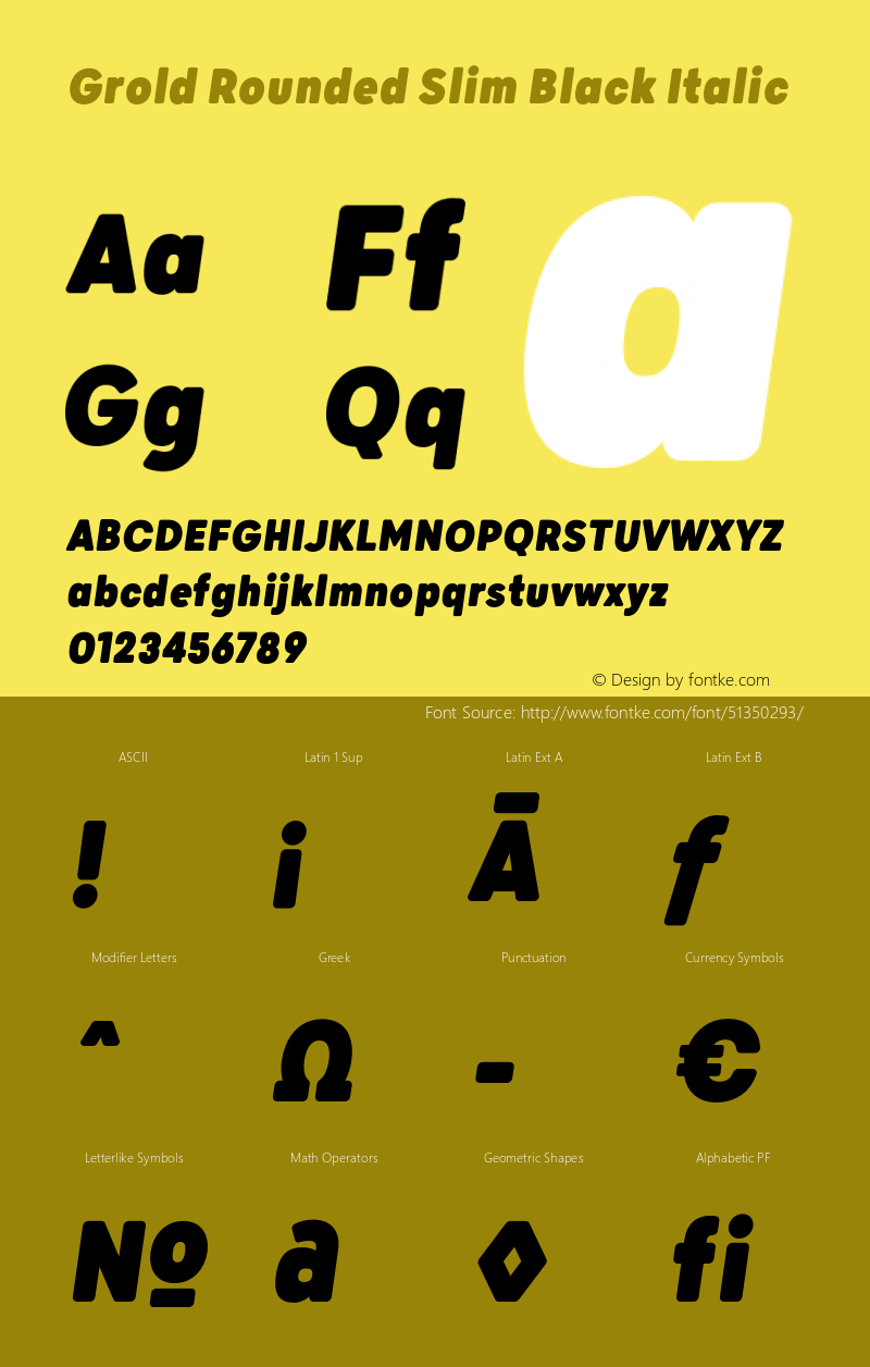 GroldRoundedSlim-BlackItalic Version 1.000 Font Sample