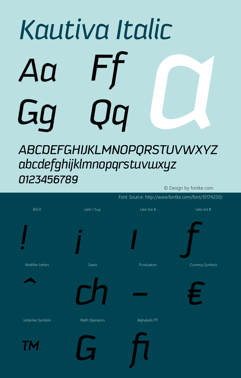 Kautiva Italic 001.000 Font Sample