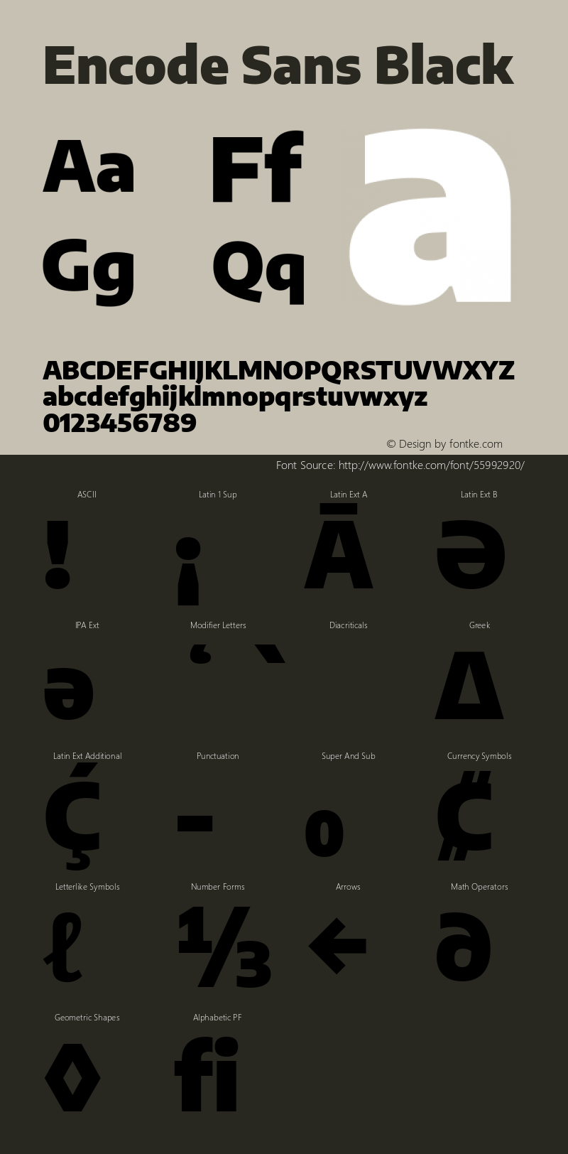 Encode Sans Black Version 2.000 Font Sample