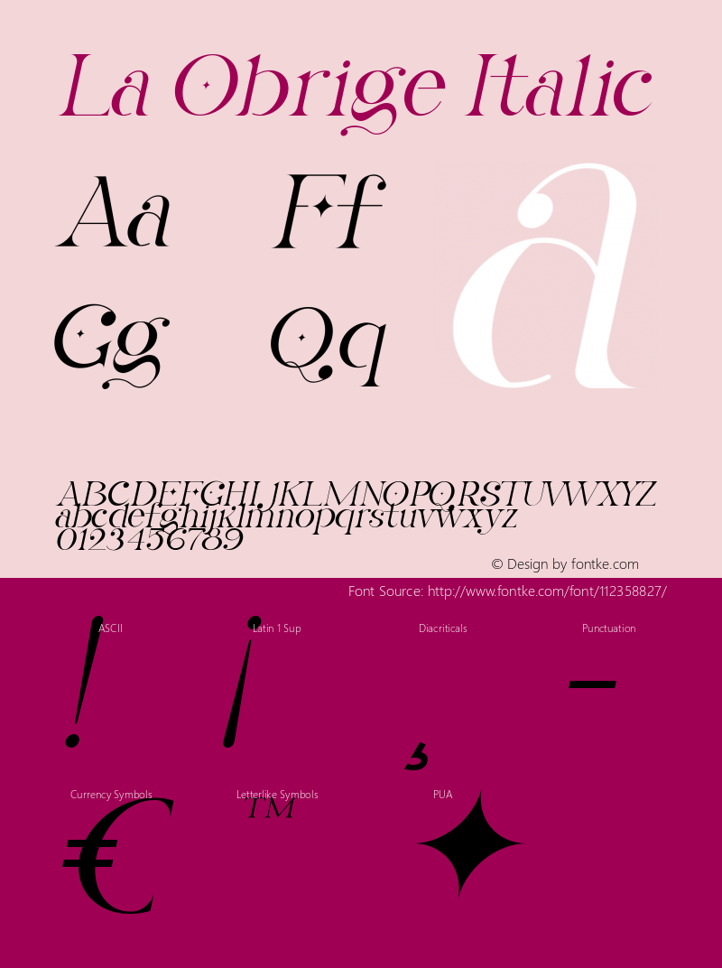 La Obrige Italic Version 1.00;February 17, 2021;FontCreator 12.0.0.2525 64-bit Font Sample