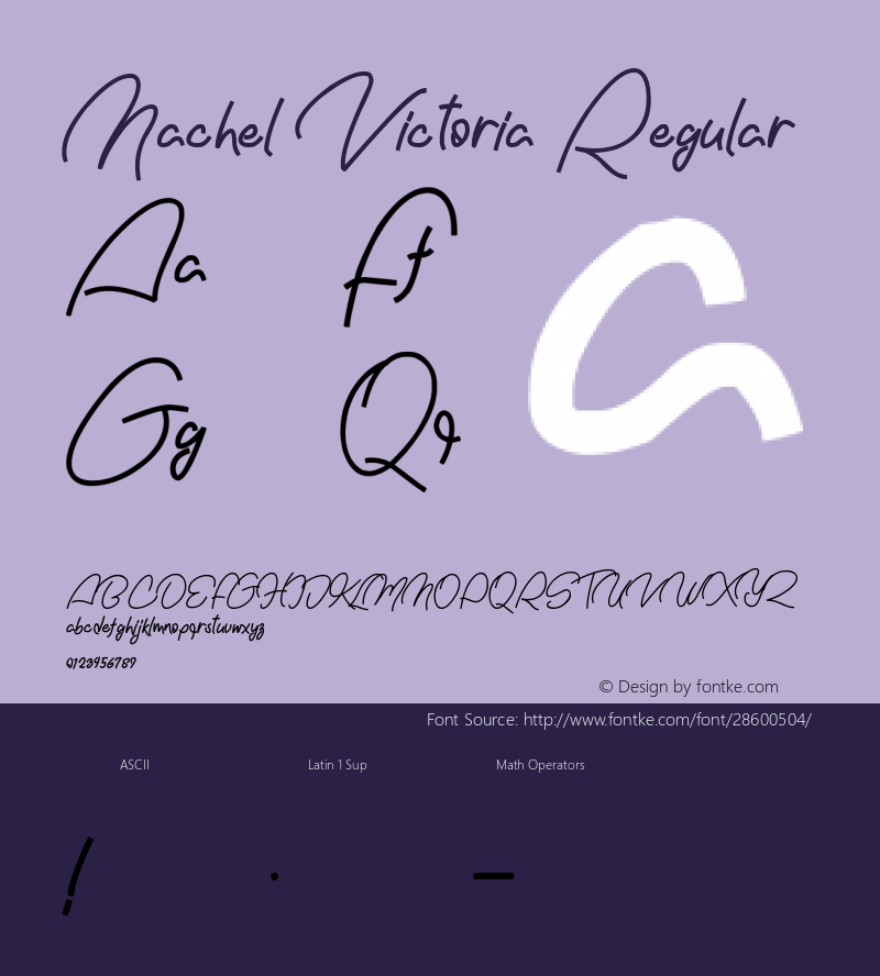 Nachel Victoria Version 1.00;February 13, 2019;FontCreator 11.5.0.2430 32-bit Font Sample