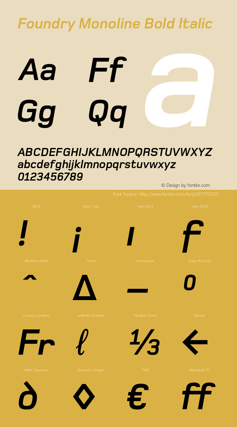 Foundry Monoline Bold Italic 001.000图片样张