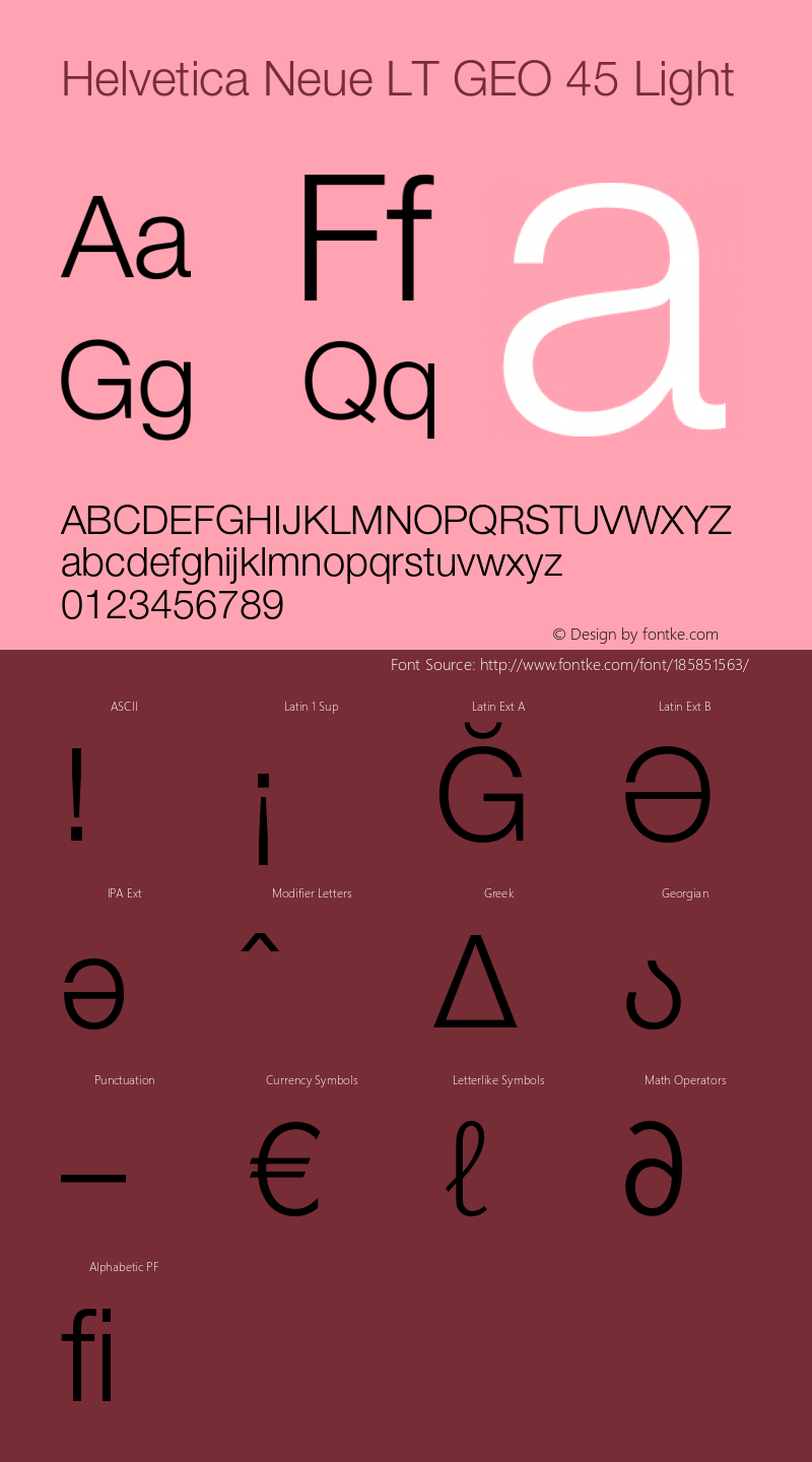 Helvetica Neue LT GEO 45 Light Version 1.00图片样张