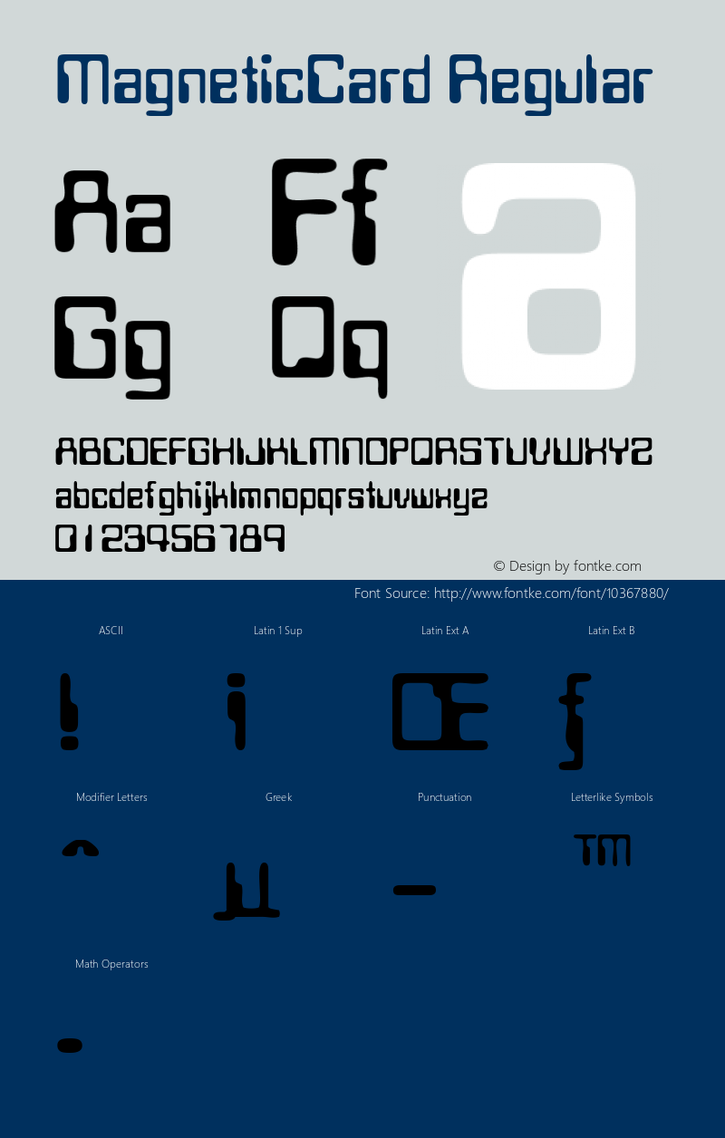 MagneticCard Regular Macromedia Fontographer 4.1 6/29/96 Font Sample