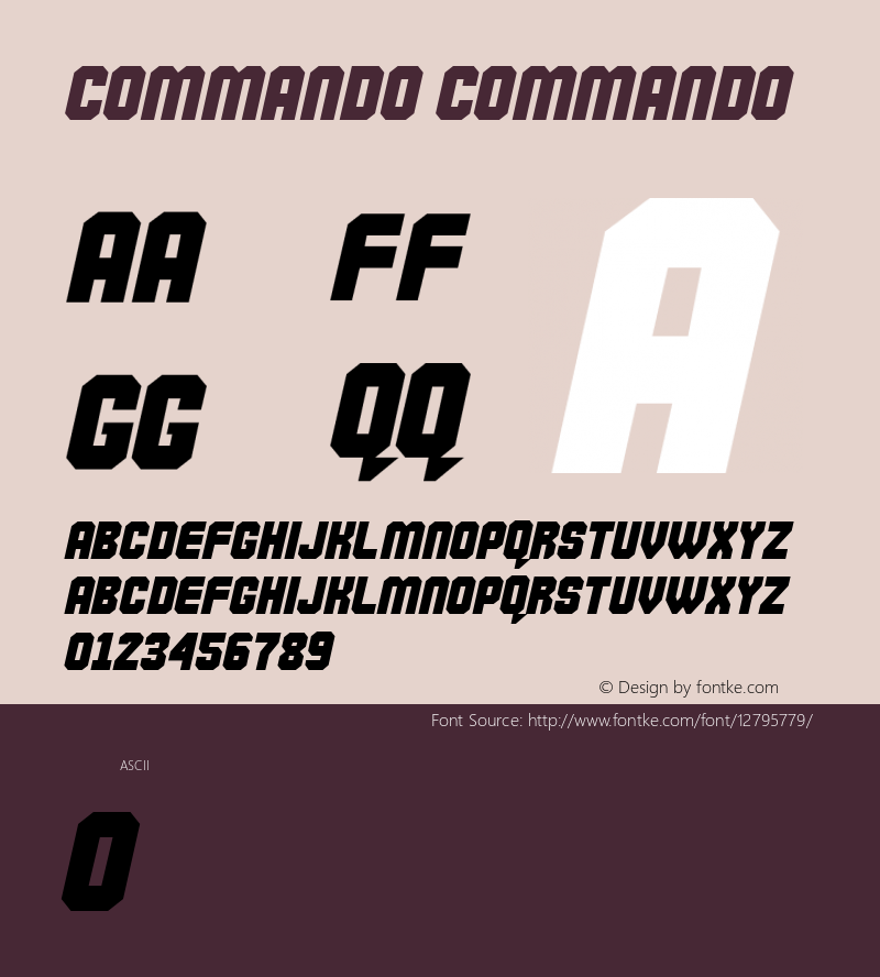 Commando Commando Version 1.00 2007 initial release Font Sample