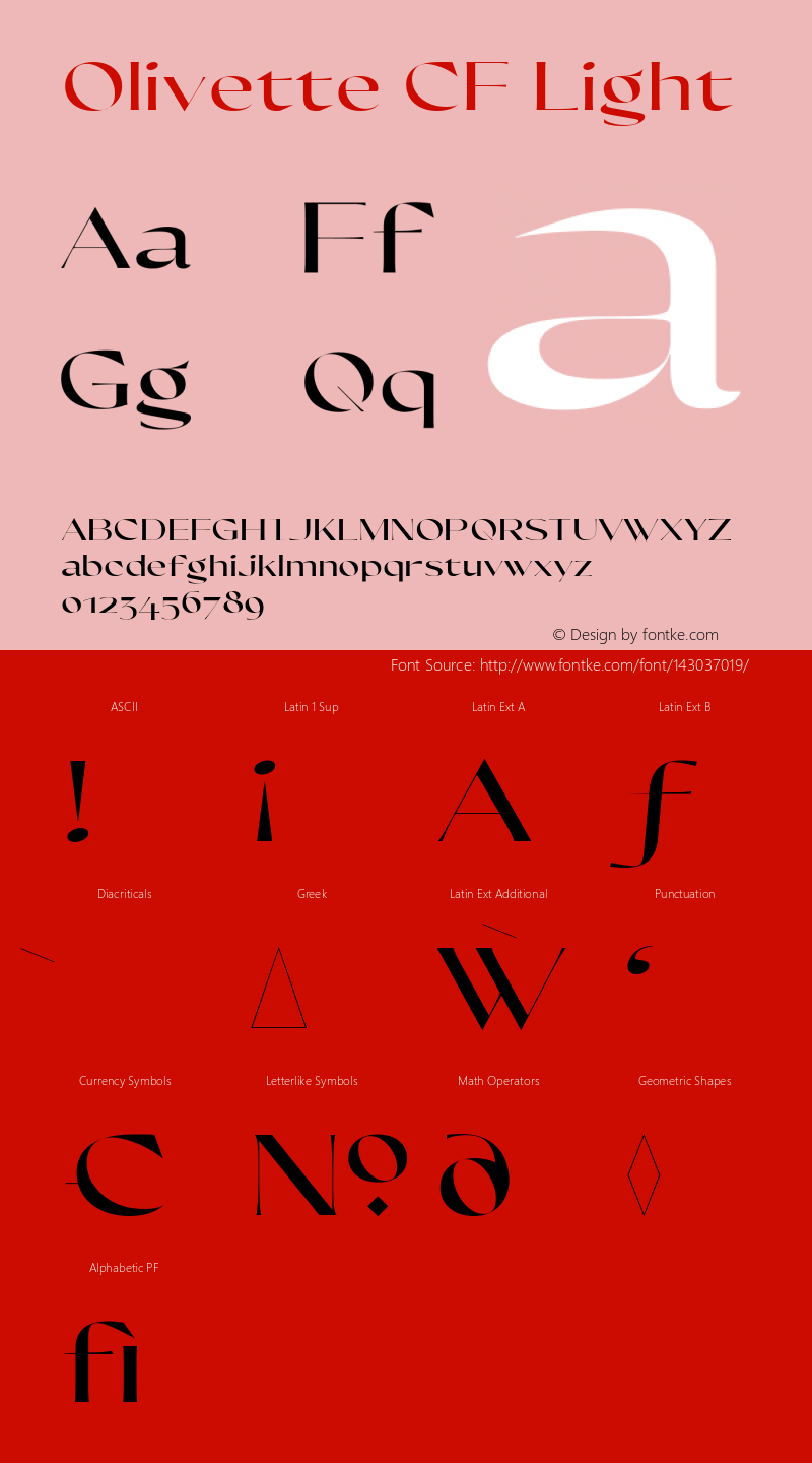 Olivette CF Light Version 1.000 Font Sample