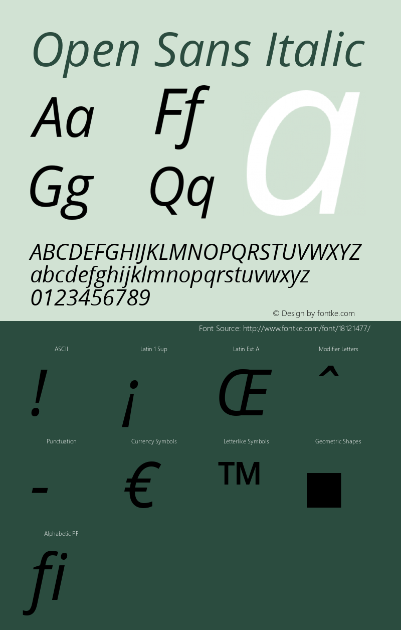 Open Sans Italic Version 1.10 Font Sample