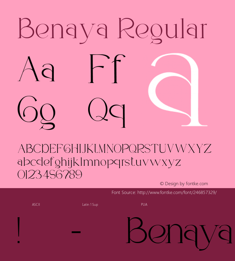 Benaya Version 1.00;November 13, 2021;FontCreator 12.0.0.2547 64-bit图片样张