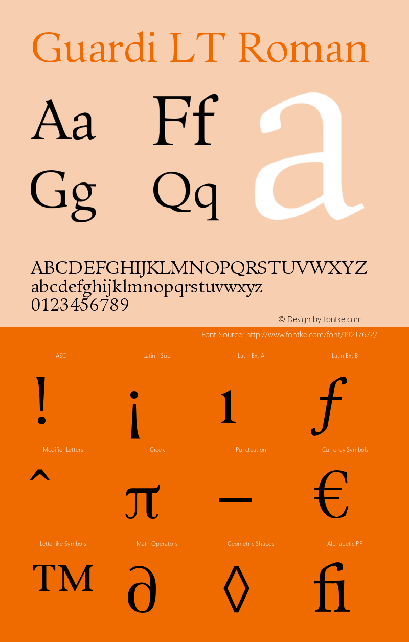 Guardi LT 55 Roman Version 006.000 Font Sample