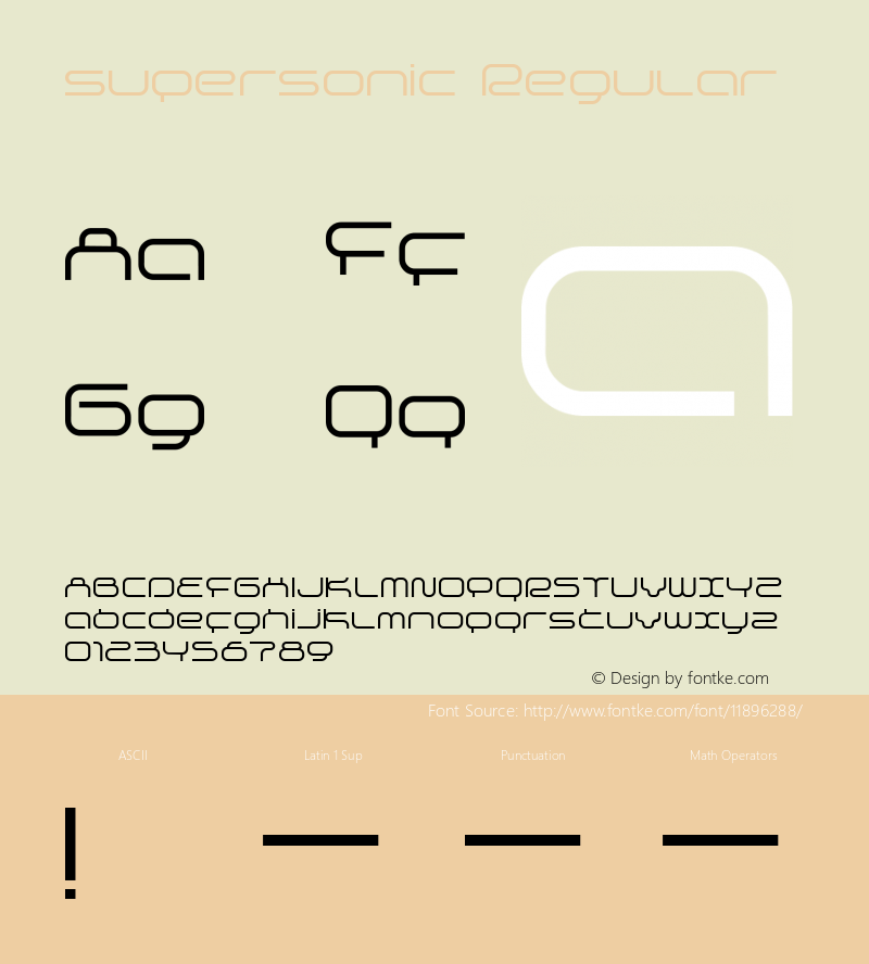 supersonic Regular Macromedia Fontographer 4.1.5 07.10.2001 Font Sample