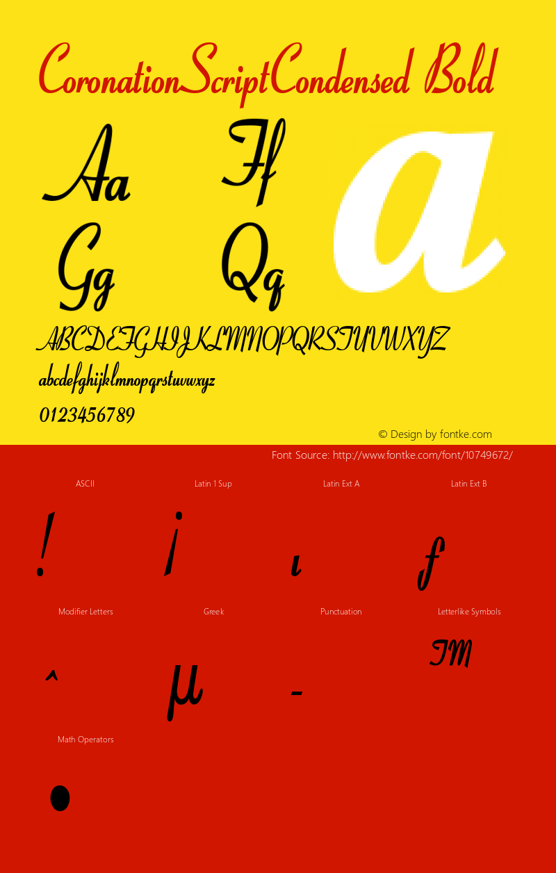 CoronationScriptCondensed Bold Rev. 003.000 Font Sample