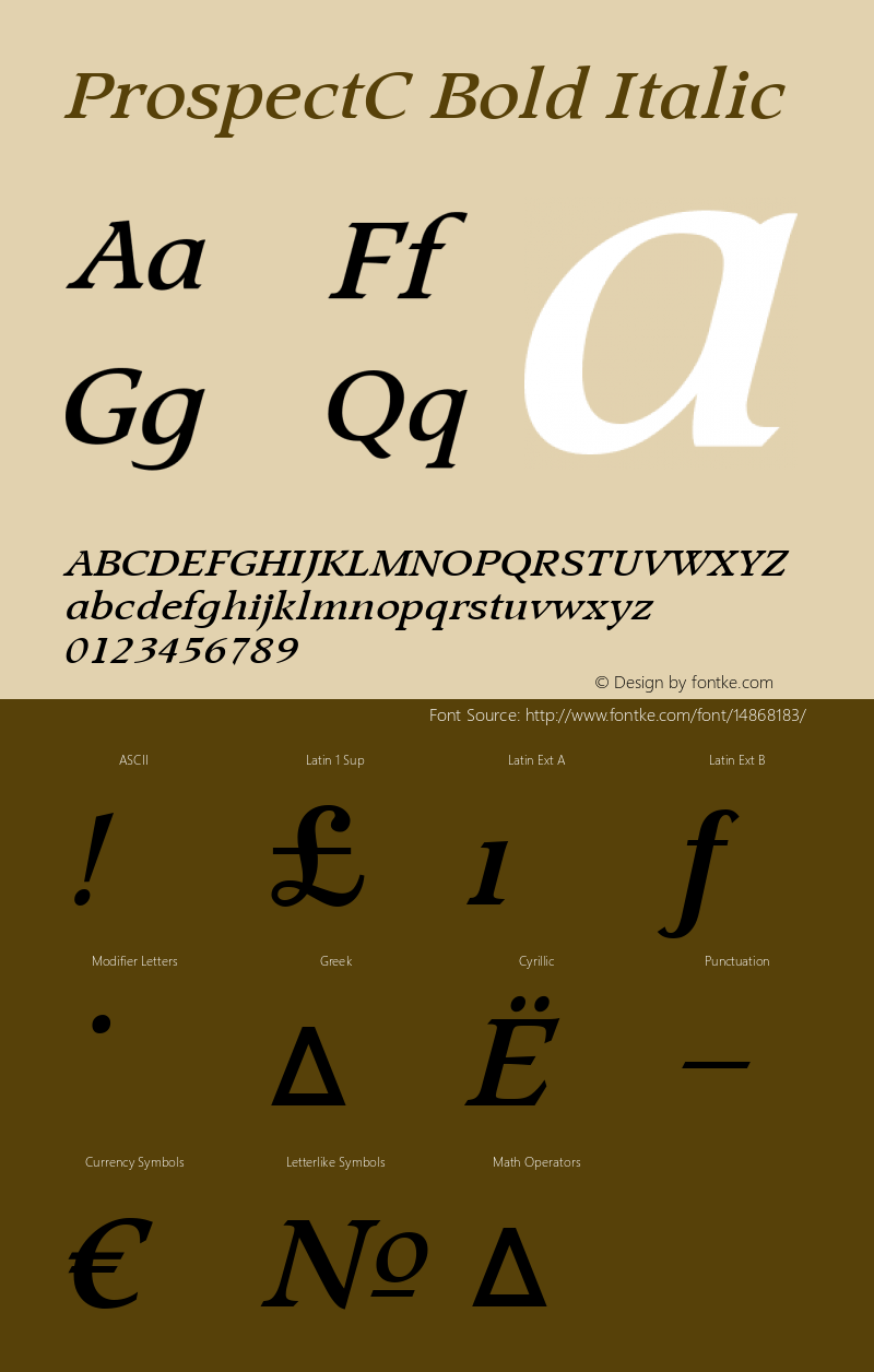ProspectC Bold Italic Version 001.000 Font Sample