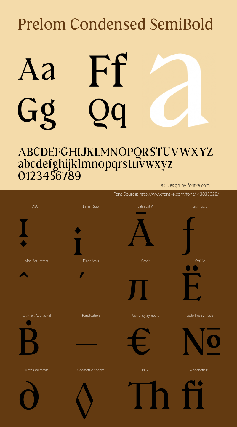 PrelomCondensedSemiBold Version 1.000 Font Sample