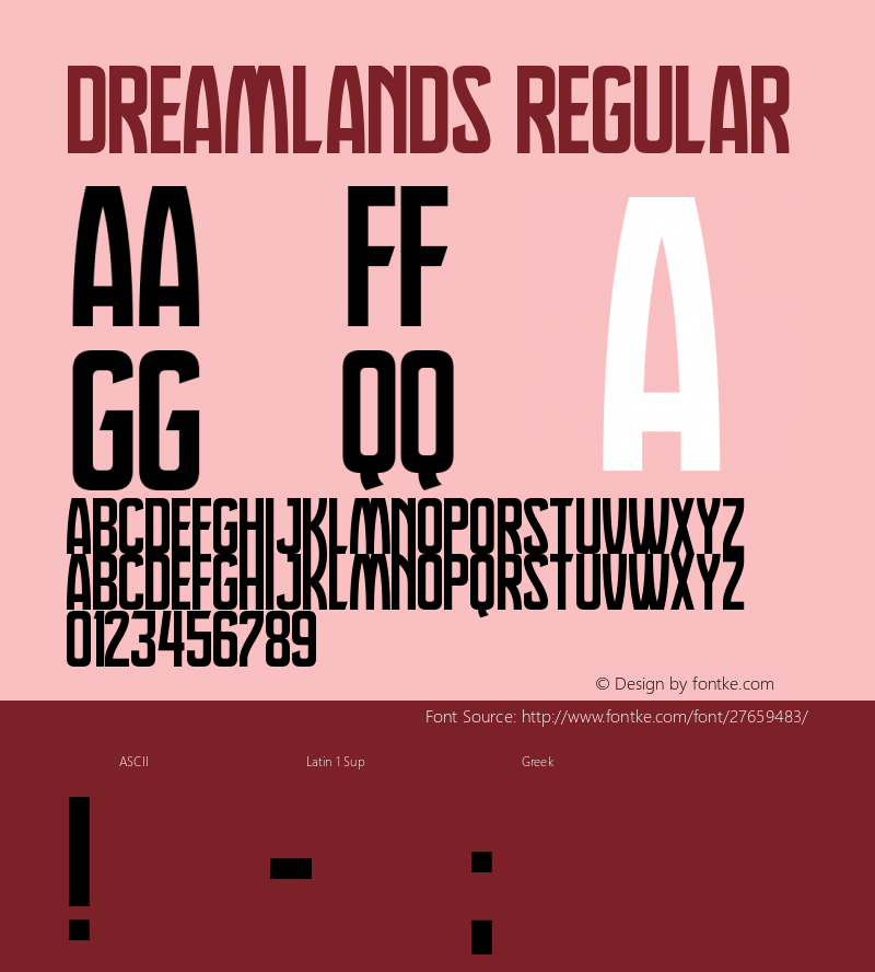 Dreamlands Version 1.10 November 28, 2018 Font Sample