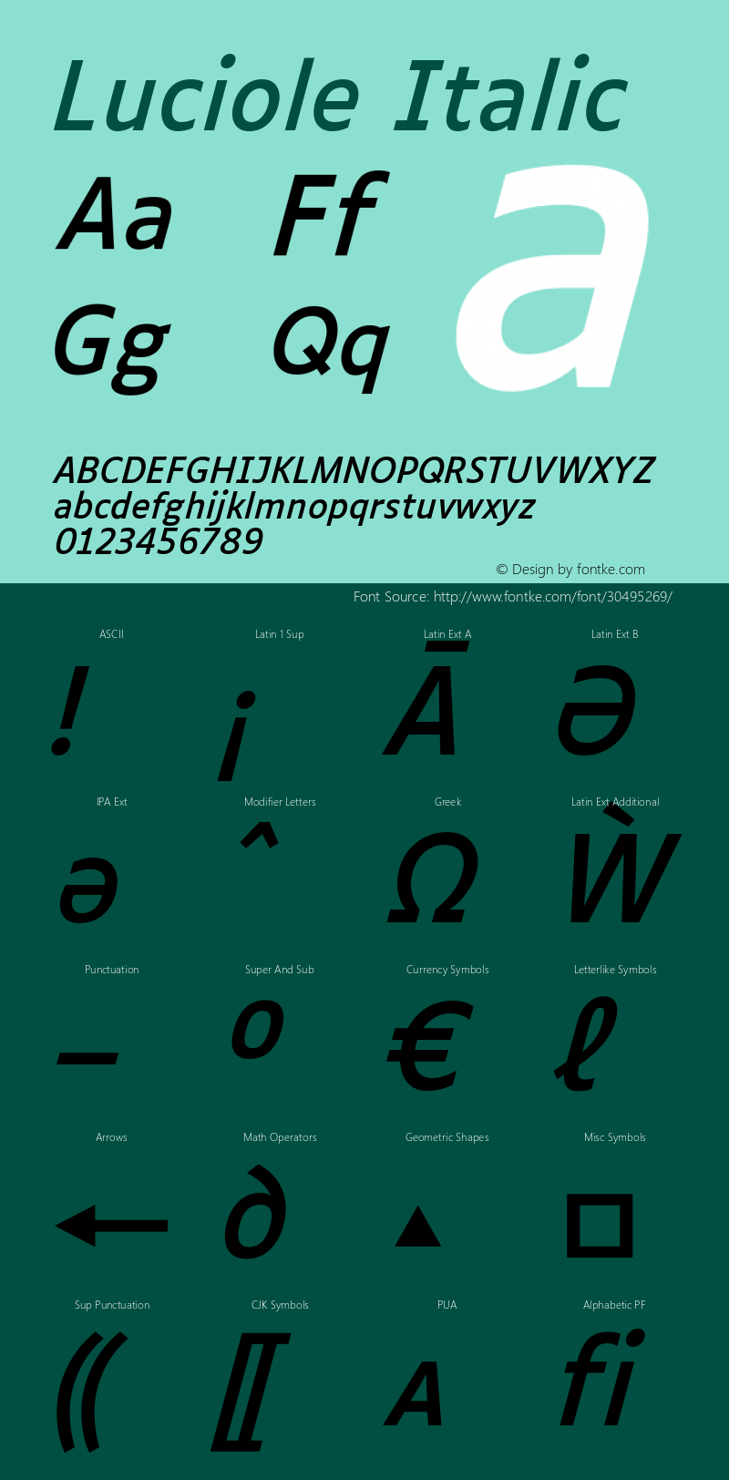 Luciole Italic Version 1.001;PS 1.1;hotconv 1.0.88;makeotf.lib2.5.647800 Font Sample