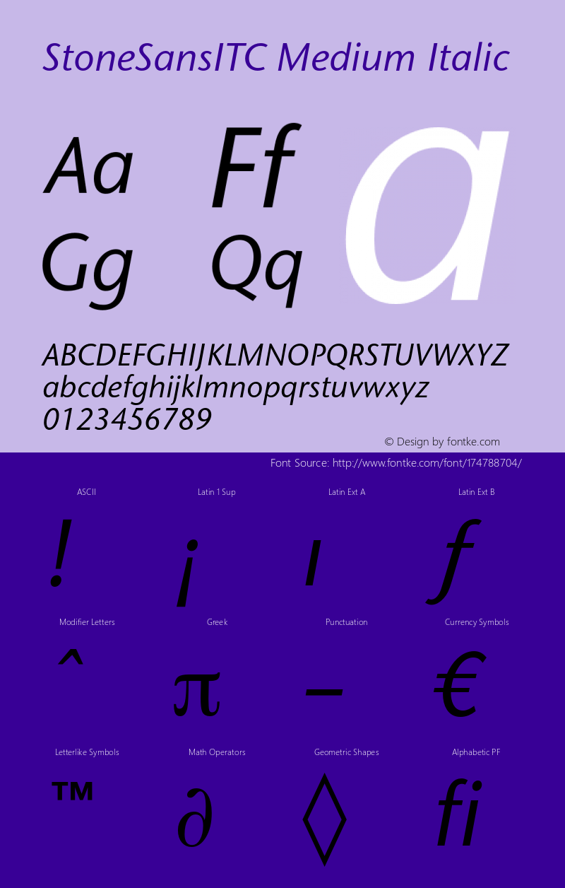 StoneSansITC-MediumItalic 005.000图片样张