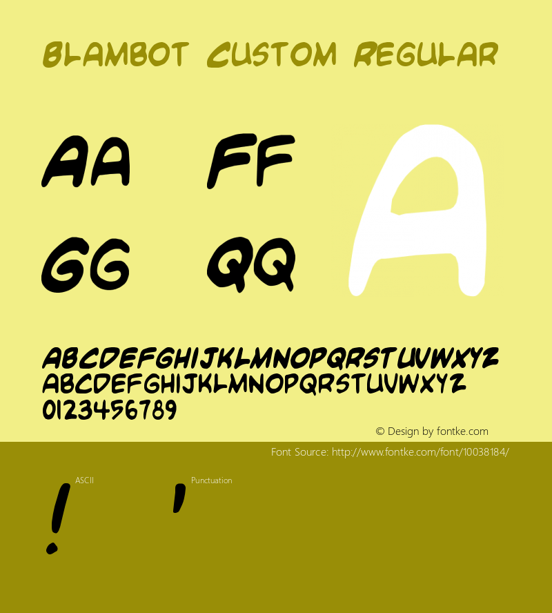 Blambot Custom Regular Unknown Font Sample