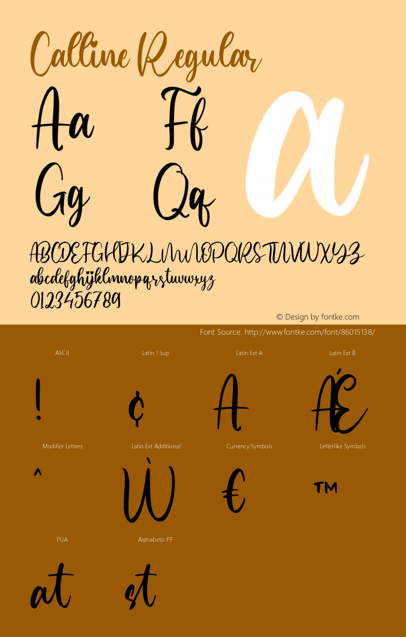 Calline Version 1.00;November 26, 2020;FontCreator 12.0.0.2567 64-bit Font Sample