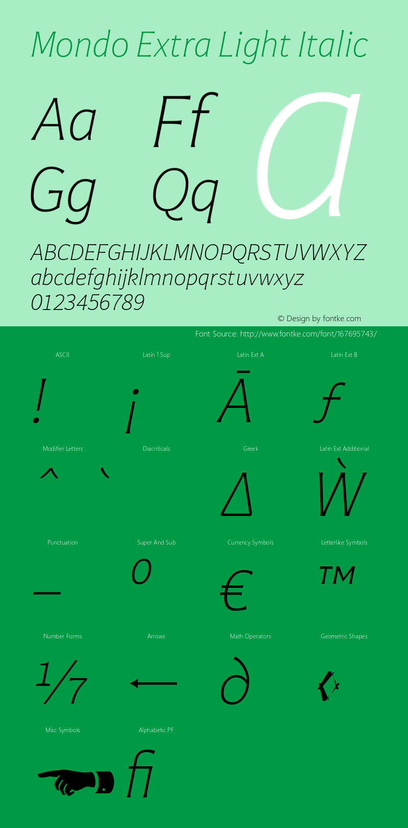 Mondo Extra Light Italic 1.000图片样张