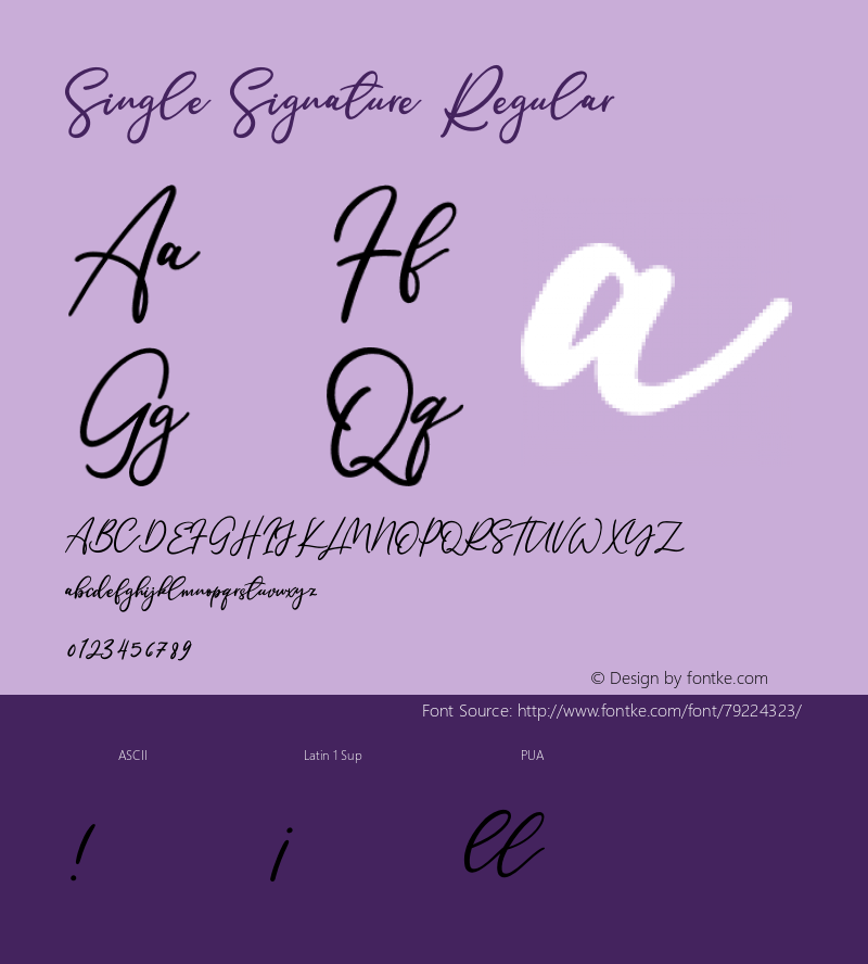 Single Signature Version 1.00;June 18, 2020;FontCreator 12.0.0.2563 64-bit Font Sample