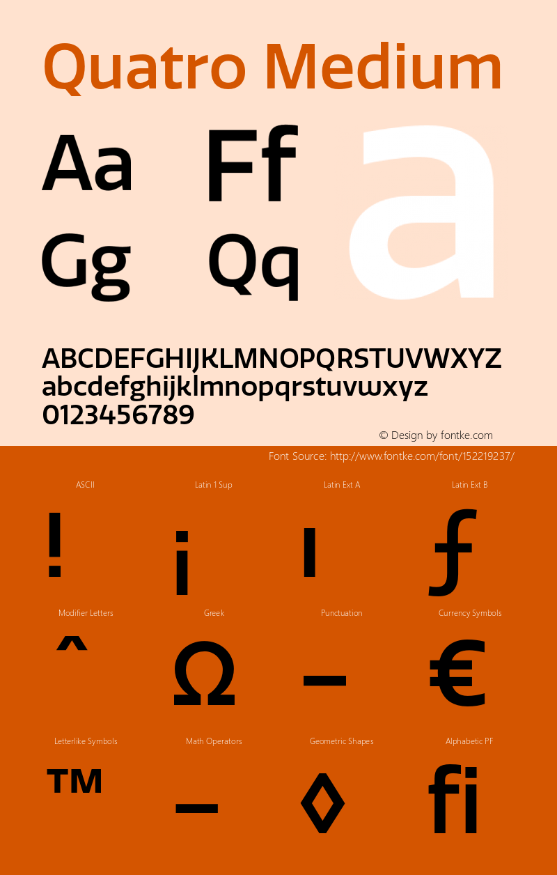 Quatro-Medium Version 1.30 Font Sample