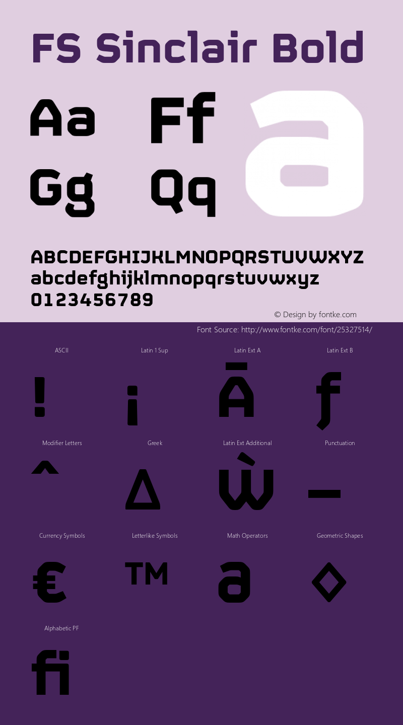 FSSinclair-Bold Version 001.000 Font Sample