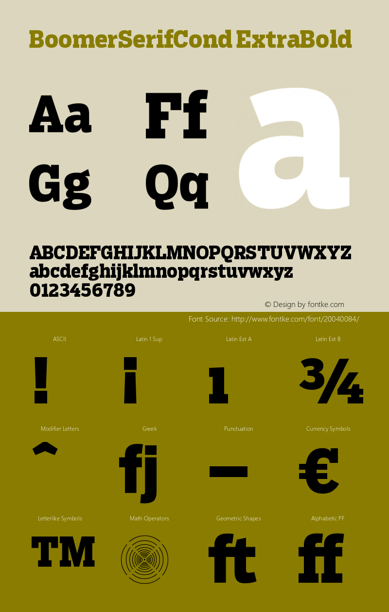 BoomerSerifCond-ExtraBold Version 1.0 Font Sample