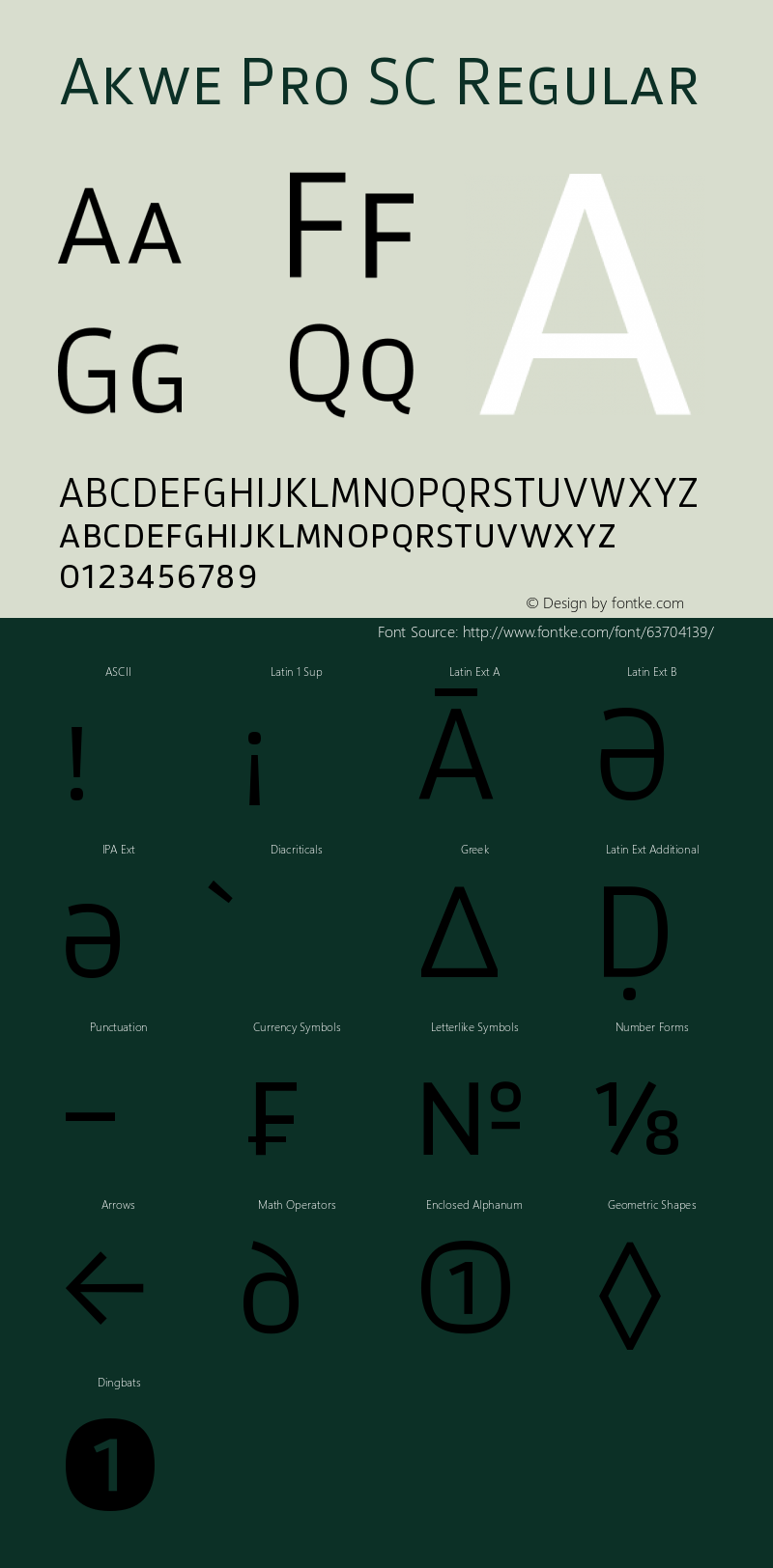 Akwe Pro SC Regular Version 1.000;PS 001.000;hotconv 1.0.88;makeotf.lib2.5.64775 Font Sample