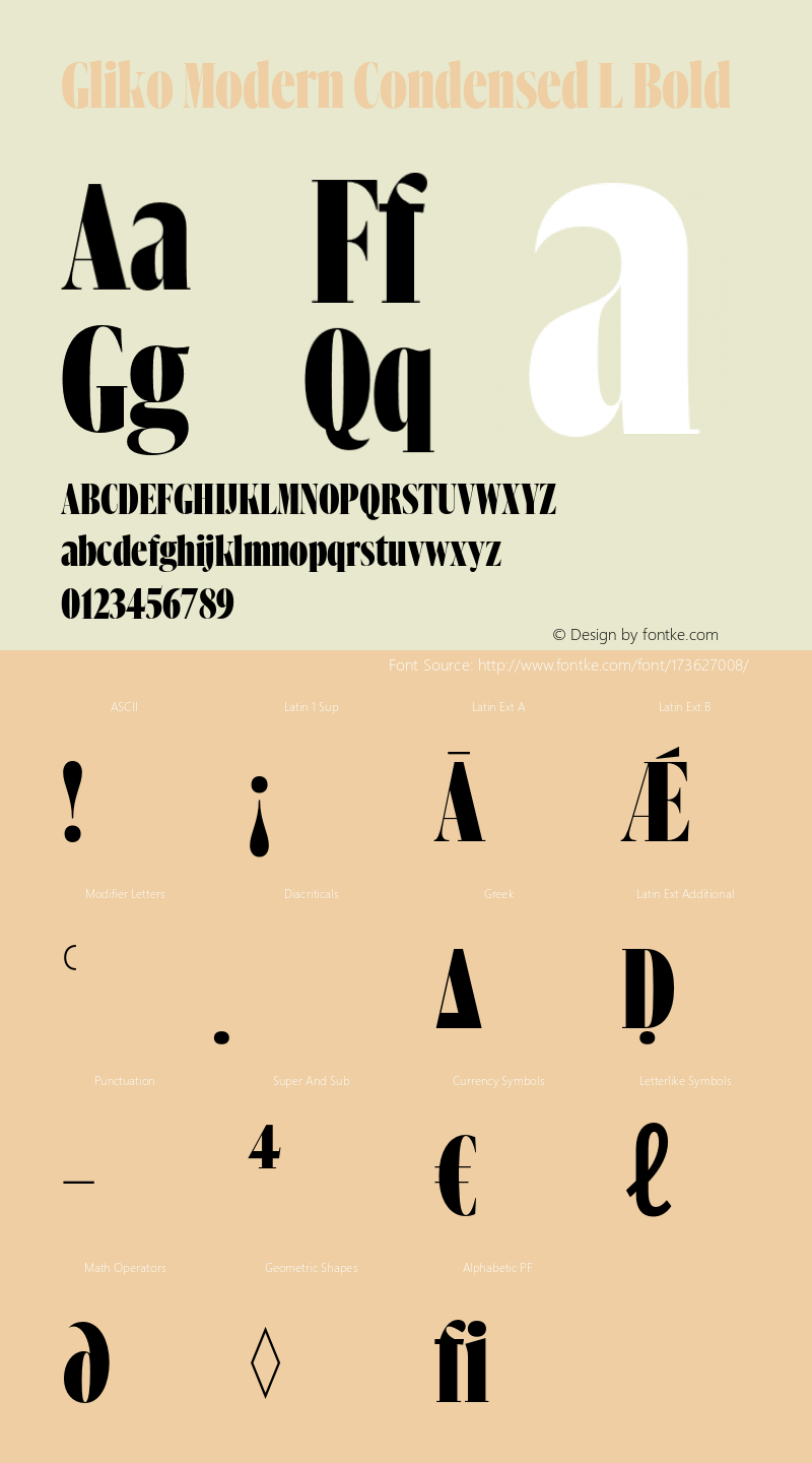 Gliko Modern Condensed L Bold Version 2.000;hotconv 1.0.109;makeotfexe 2.5.65596图片样张