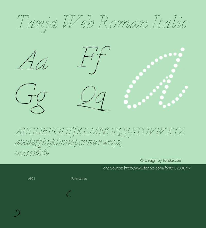 Tanja Web Roman Italic Version 1.1 2016 Font Sample