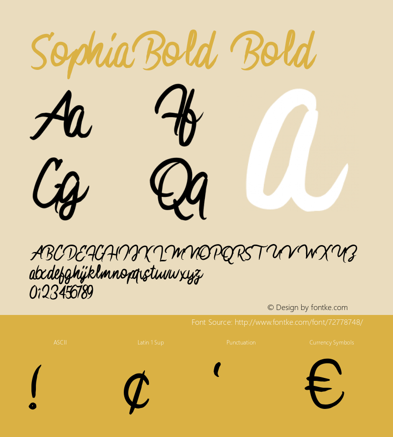 SophiaBold Version 001.000 Font Sample