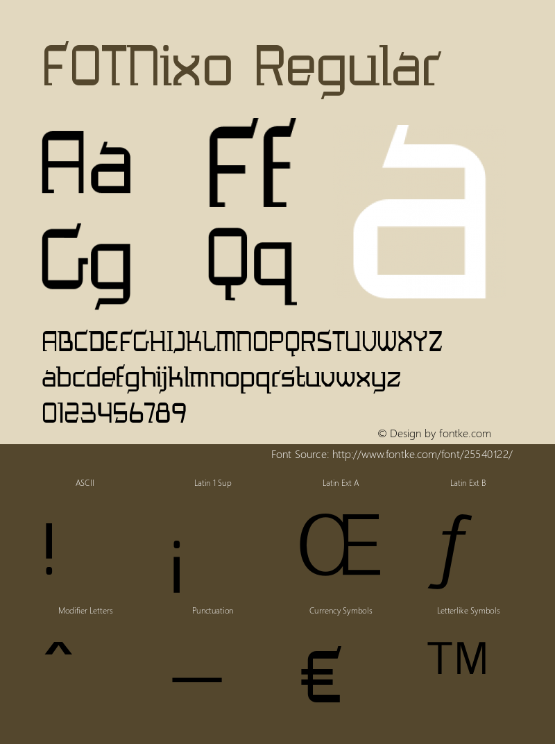 FOTNixo Version 1.000 Font Sample