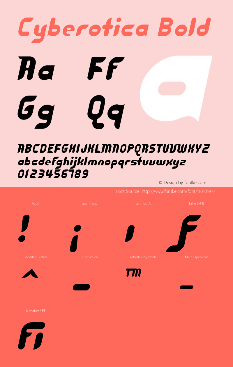 Cyberotica Bold Version 001.000 Font Sample