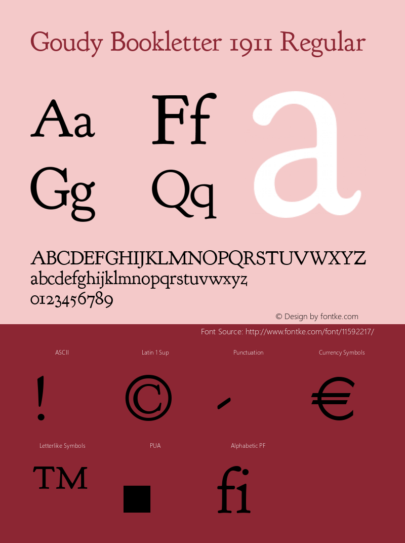 Goudy Bookletter 1911 Regular Version 2008.02.06 Font Sample