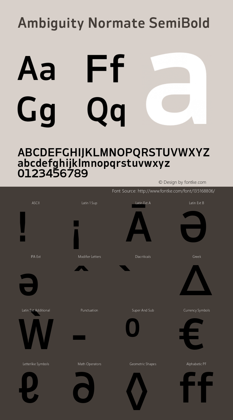 Ambiguity Normate SemiBold Version 1.00, build 11, s3 Font Sample