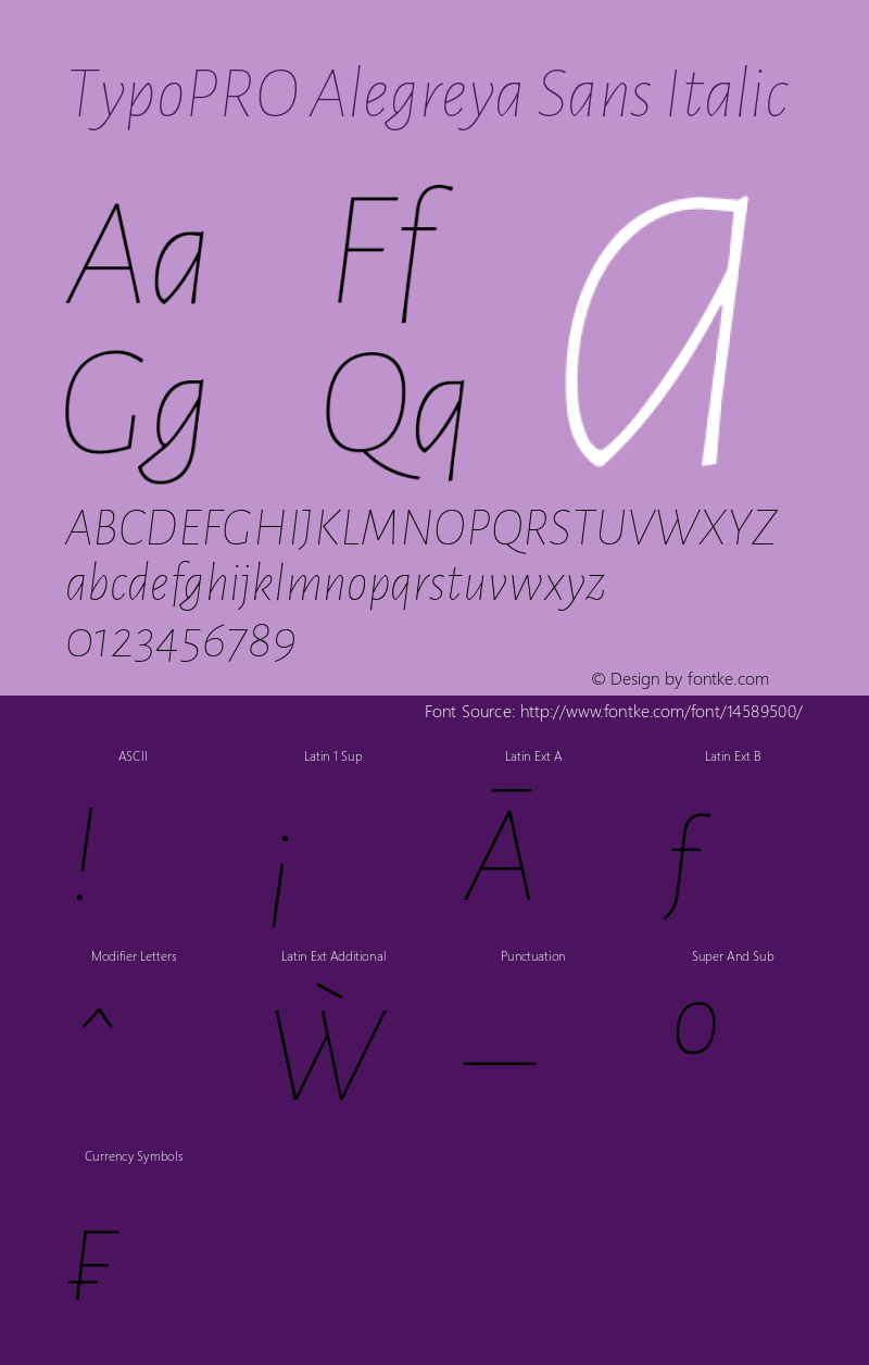 TypoPRO Alegreya Sans Italic Version 1.000;PS 001.000;hotconv 1.0.70;makeotf.lib2.5.58329 DEVELOPMENT Font Sample