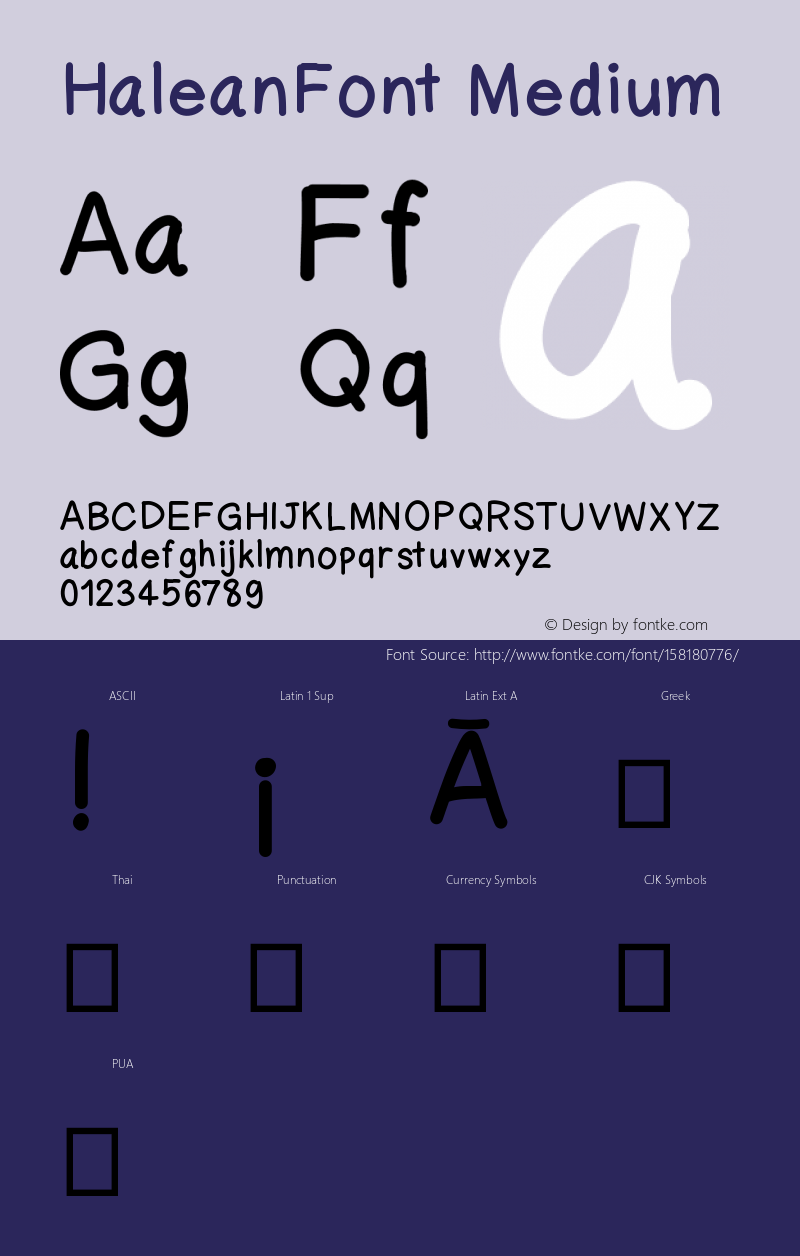 HaleanFont Version 001.000 Font Sample