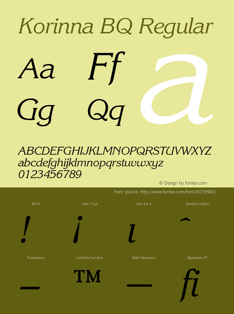 Korinna BQ Regular 001.000 Font Sample