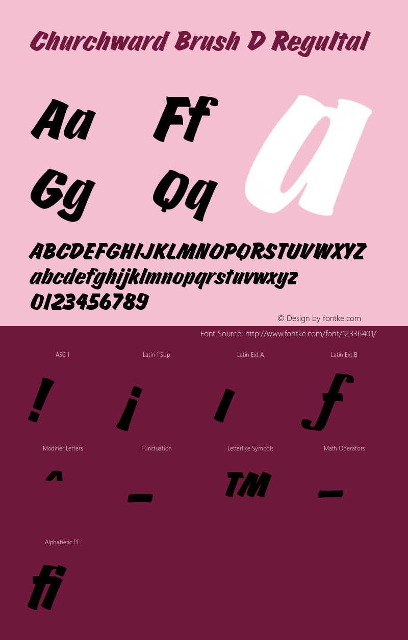 Churchward Brush D ReguItal Version 001.005 Font Sample