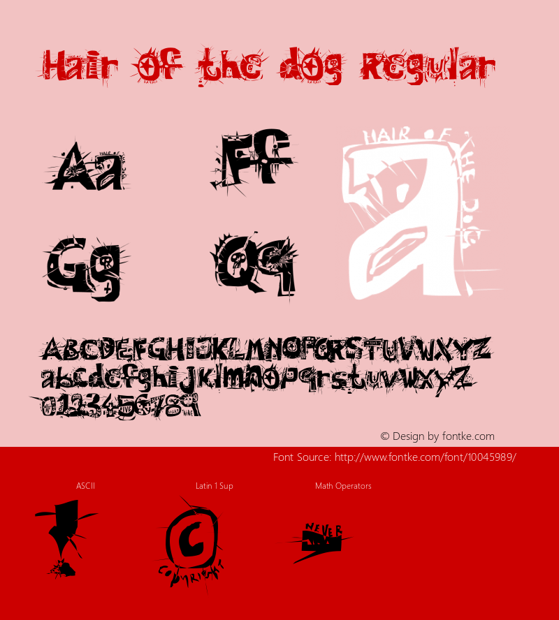 Hair of the dog Regular 2000; 1.0, a scary release Font Sample