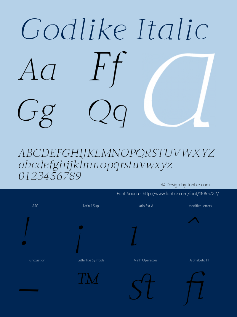 Godlike Italic Version 001.000 Font Sample