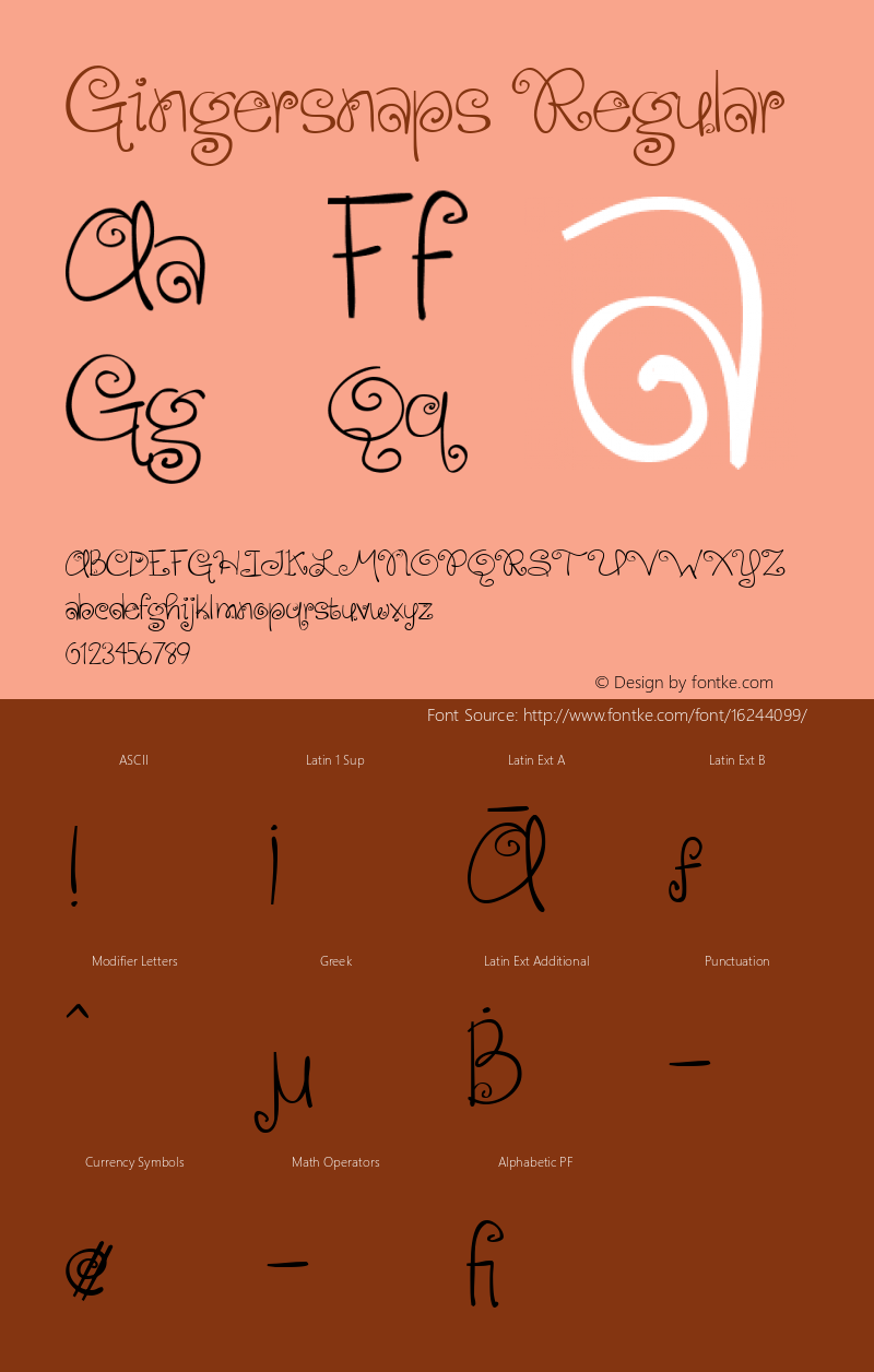 Gingersnaps Regular Version 1.000 Font Sample