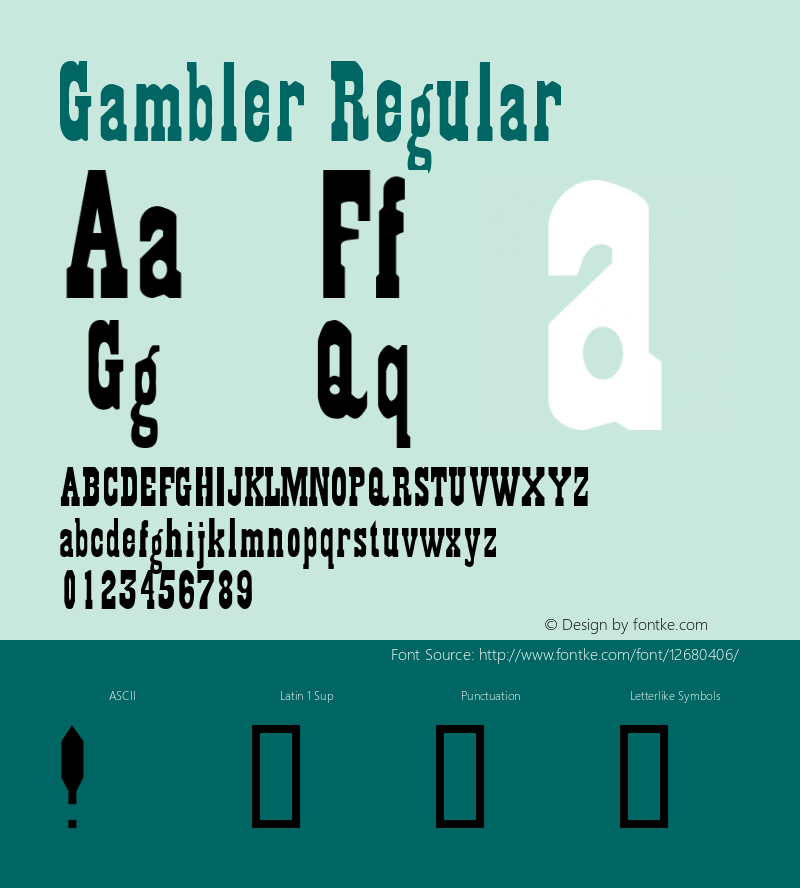 Gambler Regular Altsys Fontographer 4.0.4 11/25/94 Font Sample