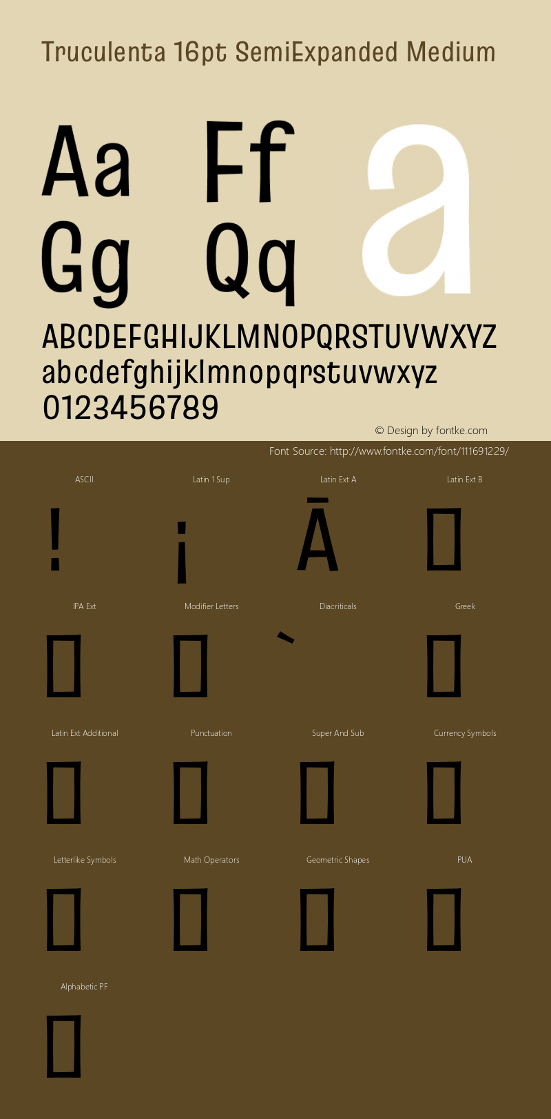 Truculenta 16pt SemiExpanded Medium Version 1.002 Font Sample