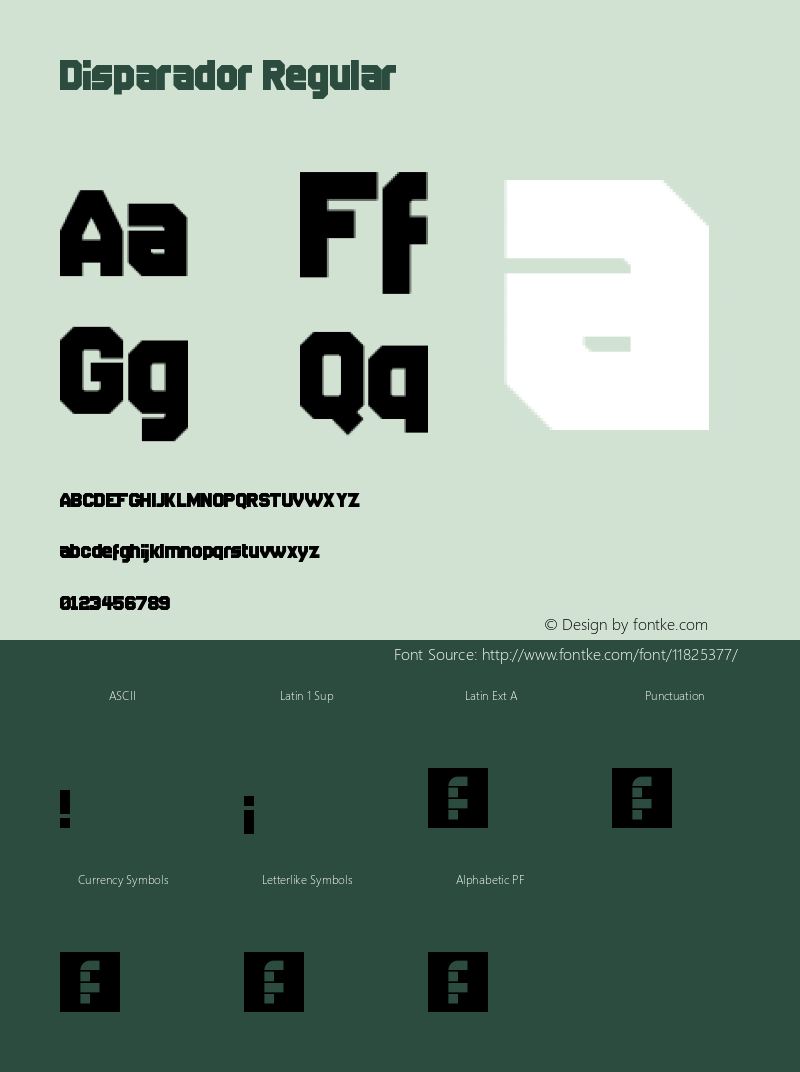 Disparador Regular Version 1.0 Font Sample